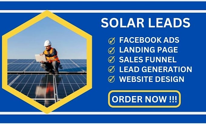 Gig Preview - Solar leads landing page solar panel solar sales funnel solar energy