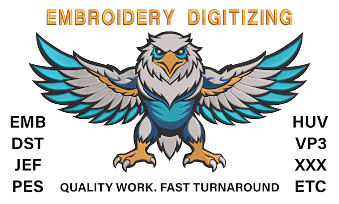 Gig Preview - Do fast embroidery digitizing dst, pes, emb in a few hours