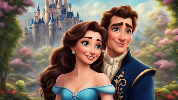 Gig Preview - Draw you cute lovely disney couple portrait