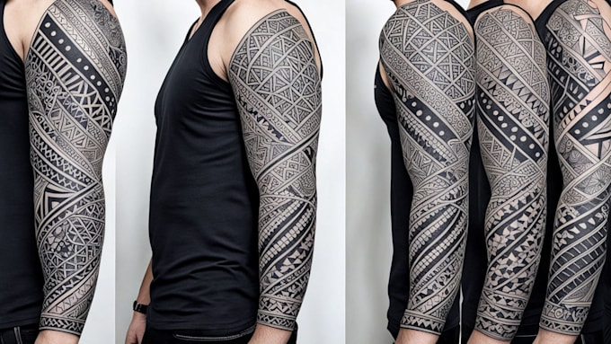 Gig Preview - Create sleeve tattoo design in geometric style