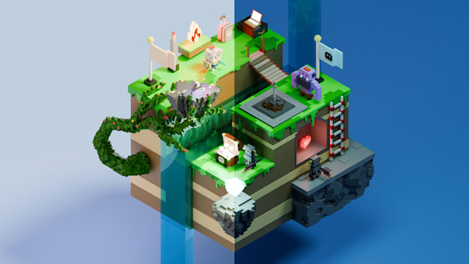 Gig Preview - Create 3d isometric voxel art, maps in retro style