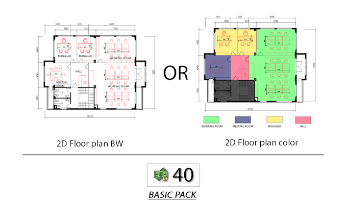 Gig Preview - Custom floor plans 2d and 3d for your office or workspace