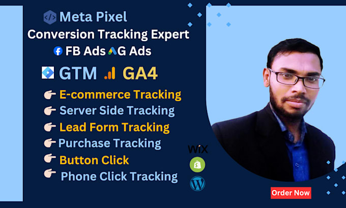 Gig Preview - Do conversion tracking, fb ads, g a, gtm, ga4, meta pixel