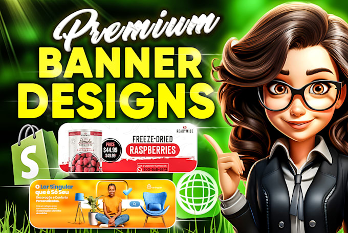 Gig Preview - Design high quality website banner, web slider, youtube and shopify banner