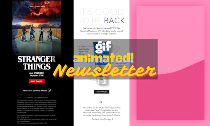 Gig Preview - Gif animated newsletter, email template, klaviyo, mailchimp, convertkit, brevo