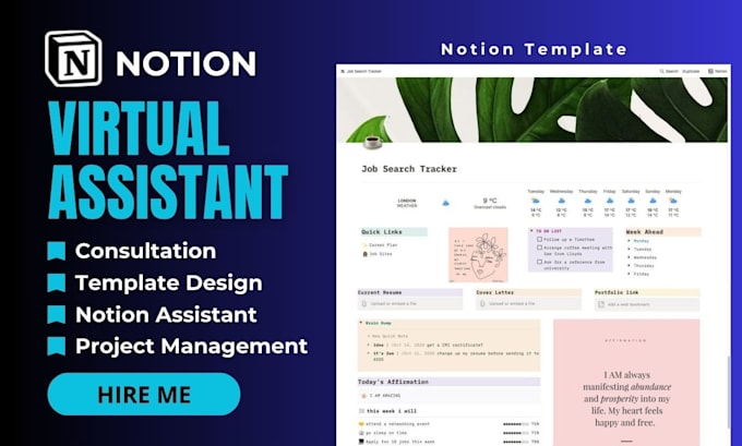 Gig Preview - Do custom notion virtual assistant template for monday CRM