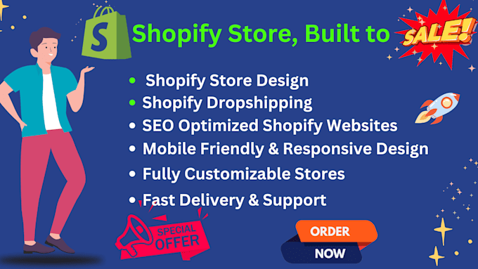 Gig Preview - Build shopify dropshipping store, ecommerce website, and SEO