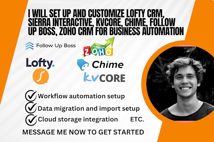 Gig Preview - Set up lofty CRM, sierra interactive, kvcore, chime, follow up boss, zoho crm