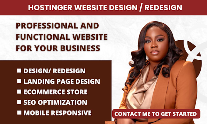 Gig Preview - Design hostinger website redesign hostinger website godaddy website design SEO