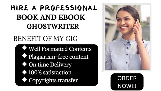 Gig Preview - Ghostwrite your book, ebook be your book writer, ghostwriter, ghost book writer