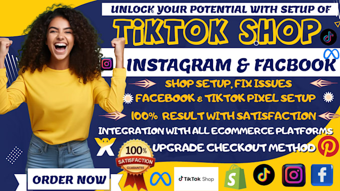 Gig Preview - Setup tiktok shop run tiktok ads, instagram shop and social media ads for online