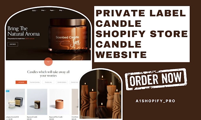 Gig Preview - Design candle shopify store spiritual products website dropshipping candle store