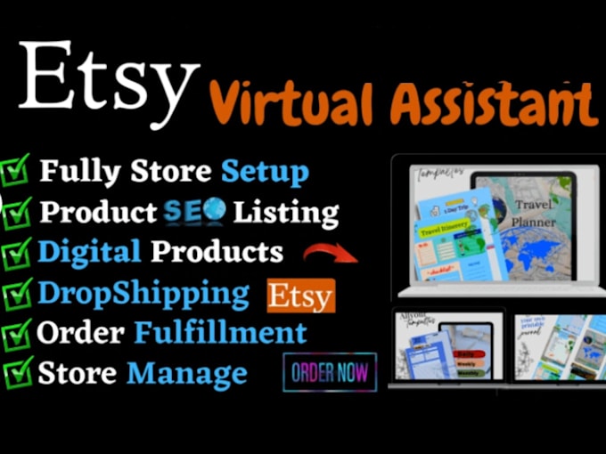 Gig Preview - Do etsy seo listing, print on demand shop setup, etsy shop creation VA