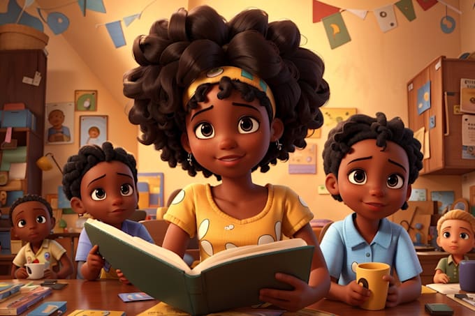 Gig Preview - Do 3d african american children book illustration, picture book, story book