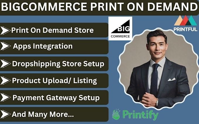 Gig Preview - Setup bigcommerce dropshipping store print on demand store printful printify pod