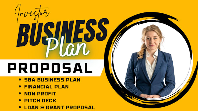 Gig Preview - Write investor business plan proposal for startup loan founding grants nonprofit