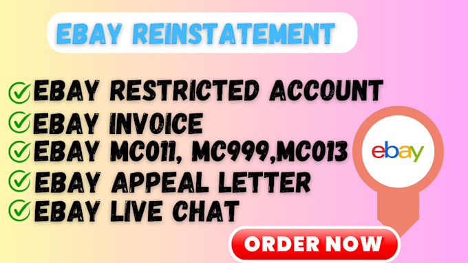 Gig Preview - Reinstate suspended or restricted ebay account, ebay mc011, ebay mc999 and mc013