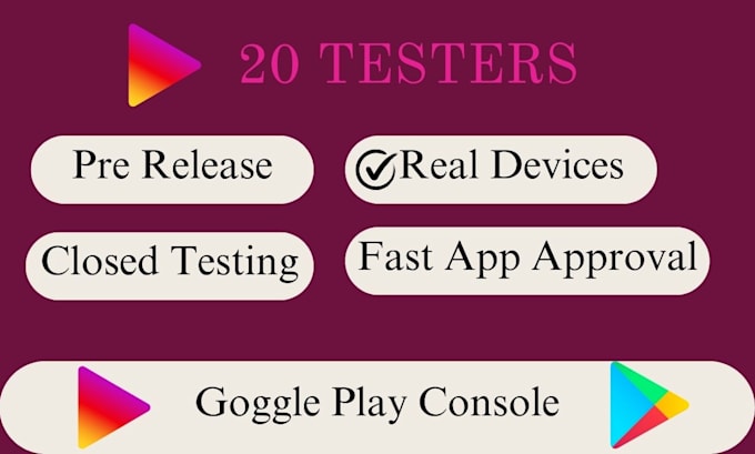 Gig Preview - Provide 20 active testers for google play, console closed testing for 14 days