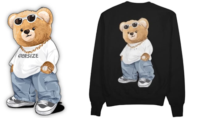 Gig Preview - Draw a cartoon teddy bear design tshirt design streetwear jersey design mascot