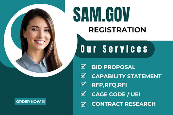 Gig Preview - Do sam registration cage code, uei bid proposal rfp capability statement naics