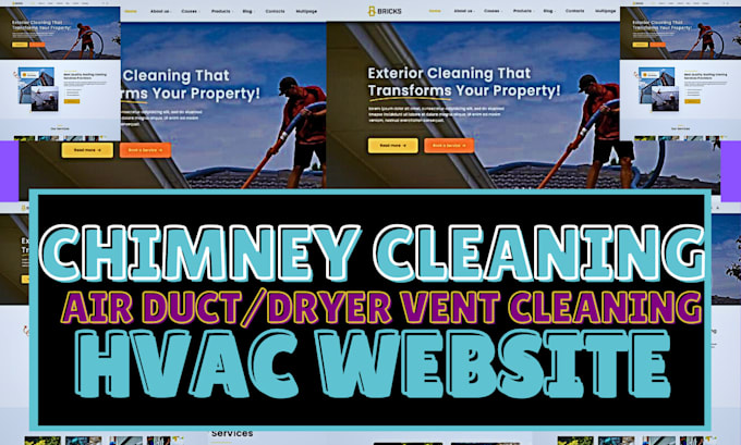 Gig Preview - Chimney cleaning website, hvac website, air duct cleaning dryer vent website