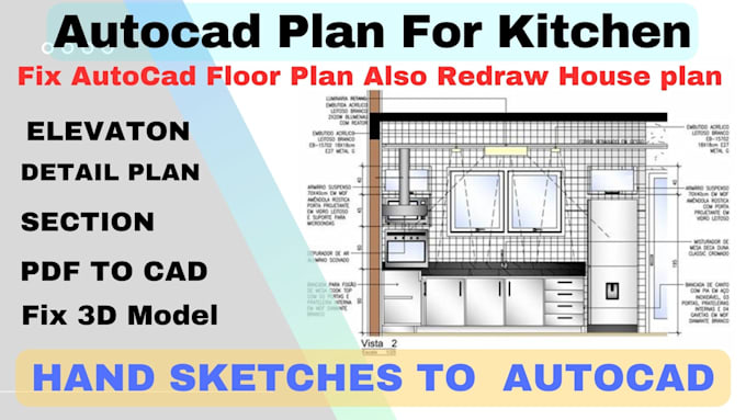 Gig Preview - Design kitchen, redraw, design house plan or floor plan in autocad