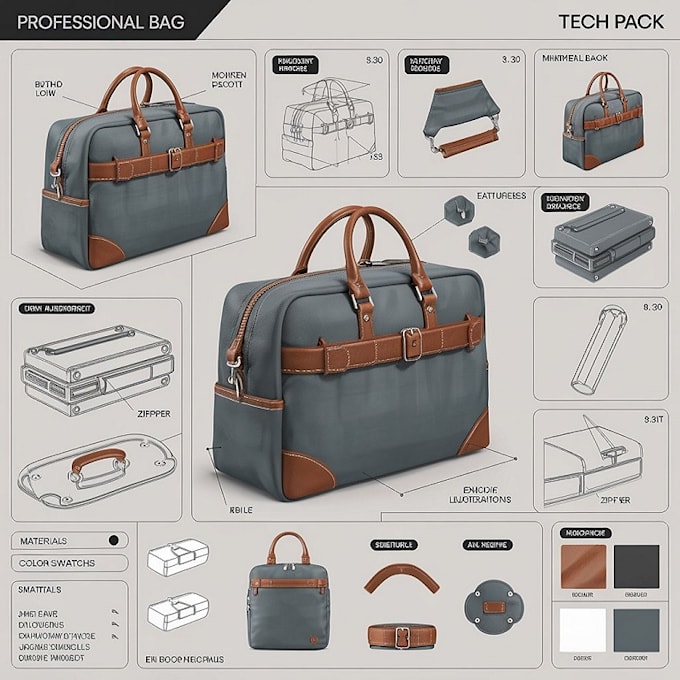 Gig Preview - Do bag design handbag backpack bag tech pack tote bag design