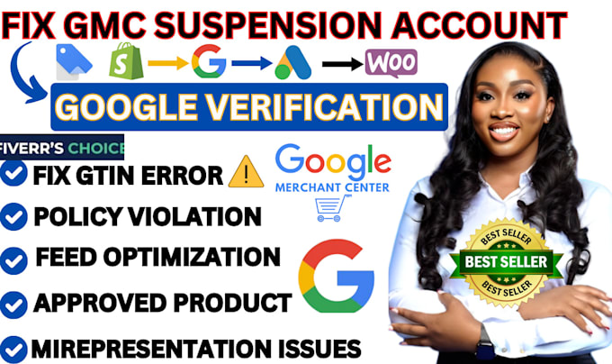 Gig Preview - Fix google merchant center suspension, shopping ads fix misrepresentation issues