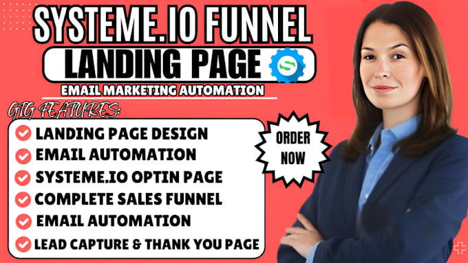 Bestseller - do landing page design on systeme io, systeme sales funnel