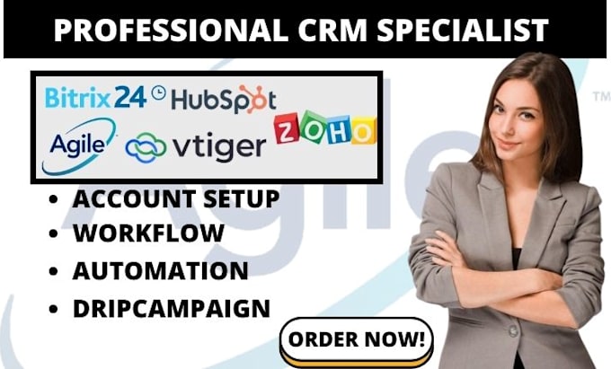 Gig Preview - Setup less annoying crm agile crm vtiger bitrix24 zoho crm hubspot automation