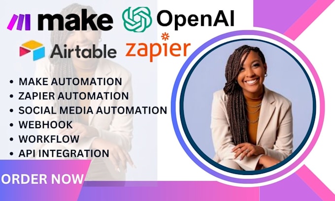 Gig Preview - Set up make com automation, made com integration,zapier, webhook,API integration