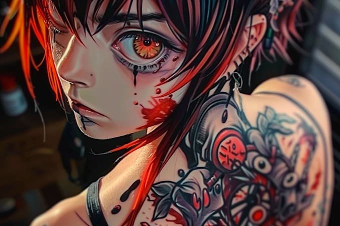 Bestseller - made a custom tattoo design , anime, realistic tattoo artist