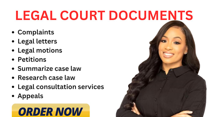 Gig Preview - Draft court pleadings, motion, lawsuit, complaint, petition, appeal, answer, nda