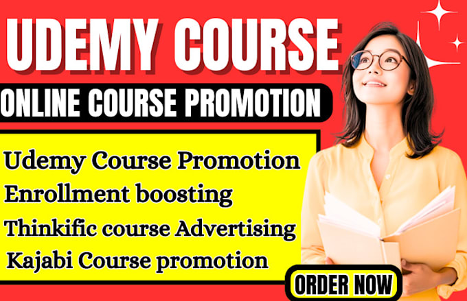 Gig Preview - Udemy elearning course promotion udemy marketing online course advertising