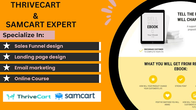 Gig Preview - Create sales funnel on thrivecart, samcart, kajabi and systeme io