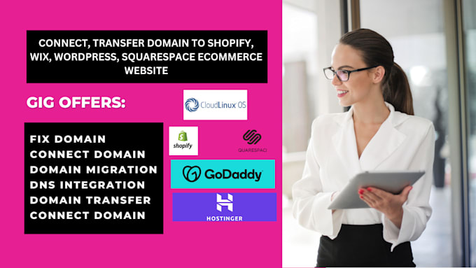 Gig Preview - Connect transfer domain to shopify, wix, wordpress squarespace ecommerce website