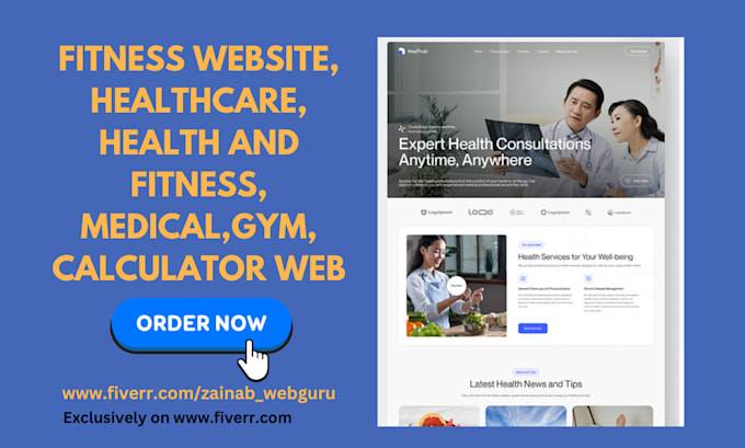 Gig Preview - Fitness website, healthcare, health and fitness, medical, gym, calculator web