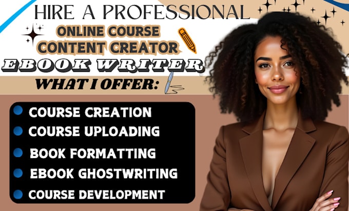 Gig Preview - Create ebook online course content, course creation, developmental book editor