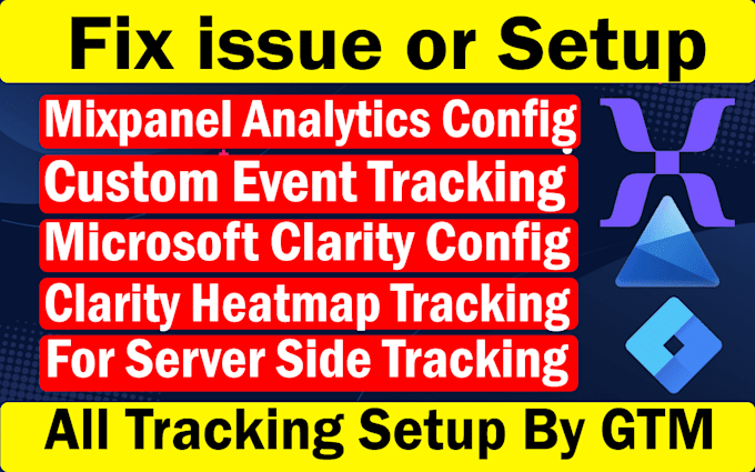 Gig Preview - Set or fix microsoft clarity heatmap, mixpanel analytics conversion API tracking