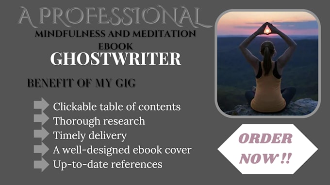 Gig Preview - Be your mindfulness, meditation ebook ghostwriter, yoga and mental health book