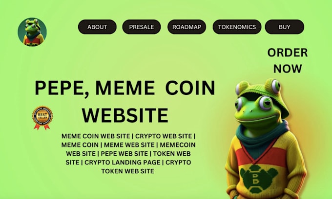 Gig Preview - Create crypto website, meme coin website and landing page, meme and pepe website