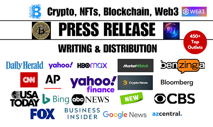 Gig Preview - Do crypto press release writing, yahoo crypto press release distribution and nft