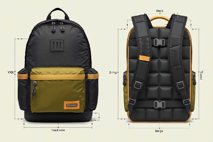 Gig Preview - Detailed backpack bag tech pack design fashion duffle bag totebag manufacturing