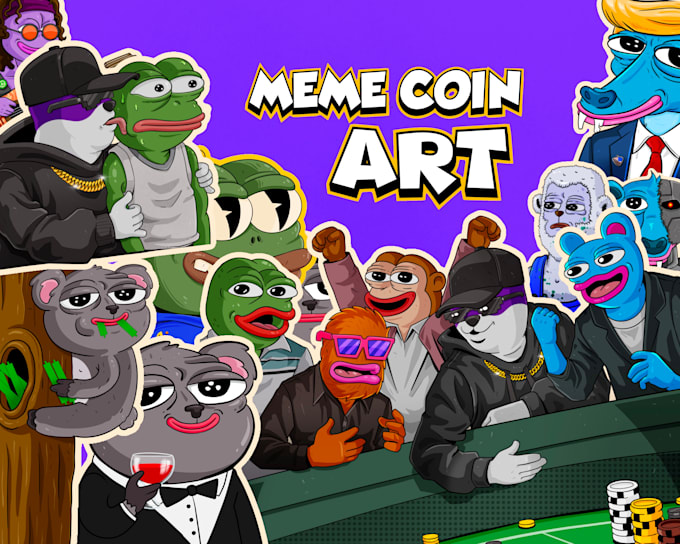 Gig Preview - Draw custom meme coin art for your web and social media