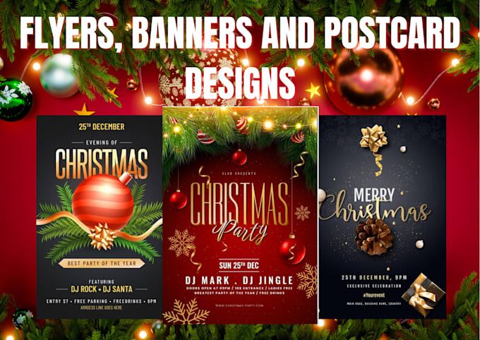 Gig Preview - Design christmas and new year flyers, banners, and postcards for your business