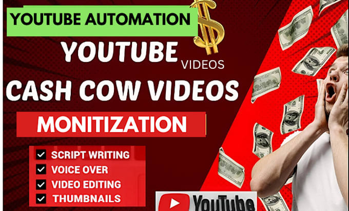 Gig Preview - Setup automated channel 2024 you tube videos cash cow channel and  monetization