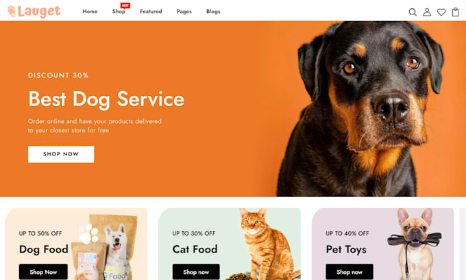 Gig Preview - Design pet shopify store pet product pet care pet website pet dropshipping store