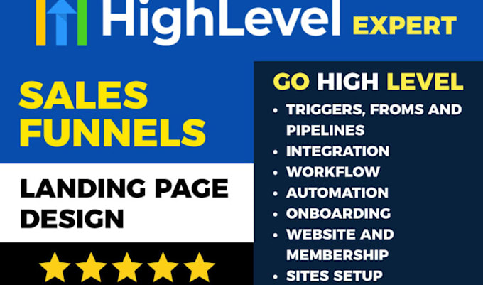 Gig Preview - Do gohighlevel ghl website funnel landing page automation pipeline pro rei reply