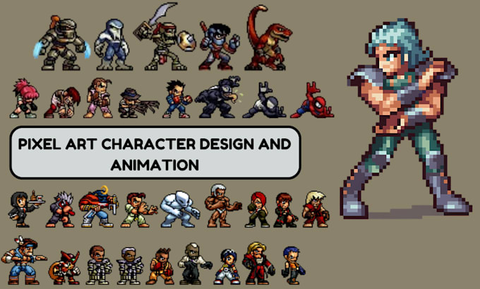 Gig Preview - Do 8bit or 16bit pixel art animation 2d game character sprite sheet, pokemon