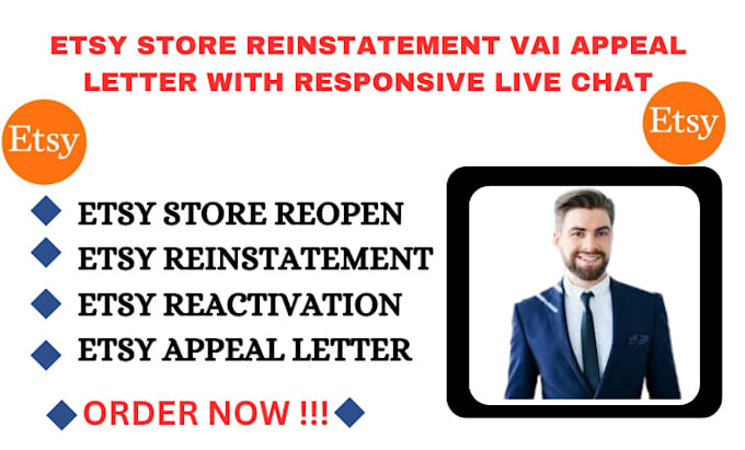 Bestseller - reopen etsy store, etsy account reinstatement via live chat and appeal letter